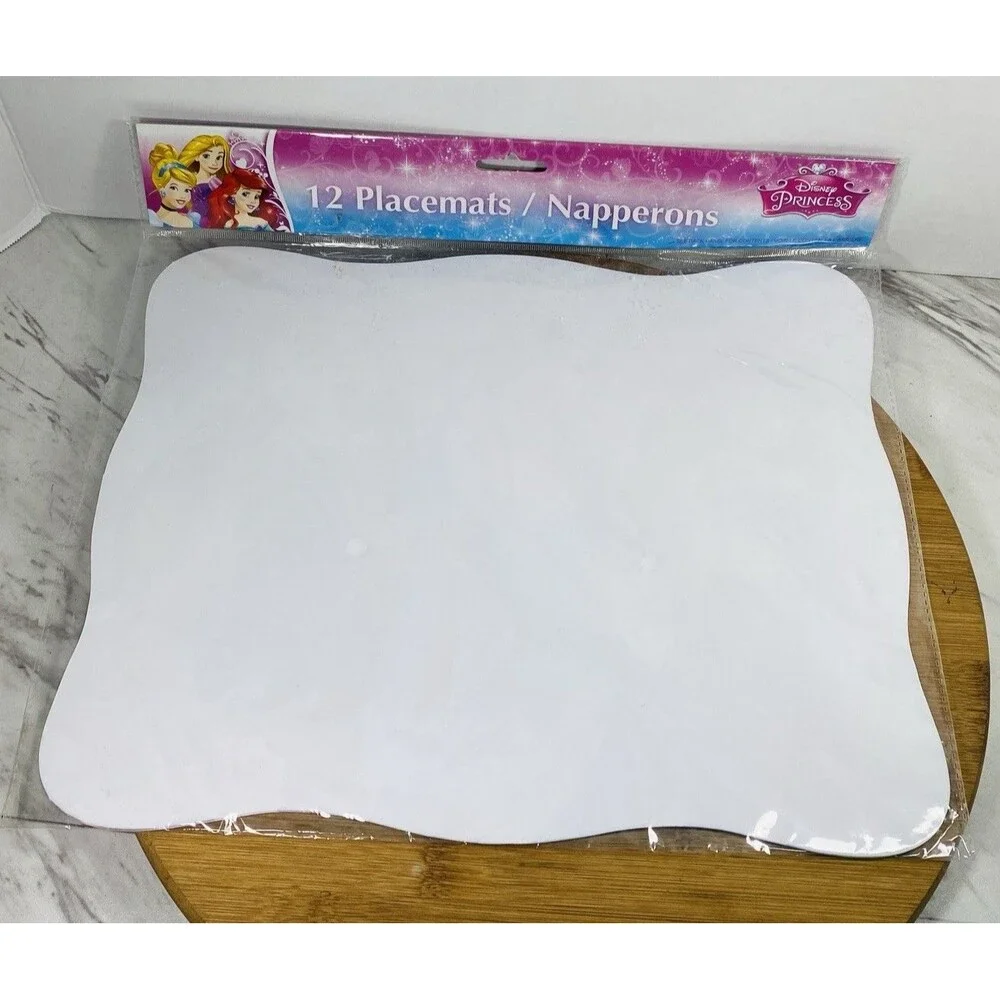 New Disney Princess Party Placemats  Ariel, Cinderella & Rapunzel  12 Count New